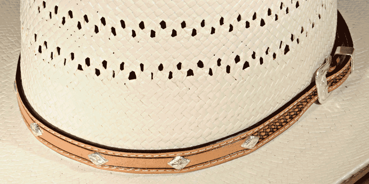 Natural Tone Leather with Diamond Conchos Cowboy Hat Band