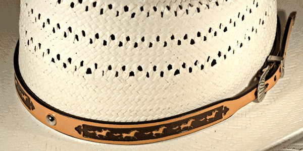 Natural Tone Horses Leather Hat Band
