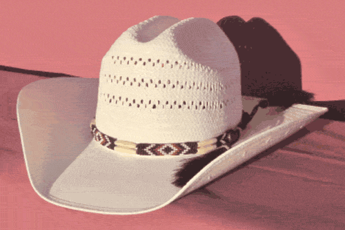 Black, Rust and White Bone Bead Hat Band with Horse Hair Tassels