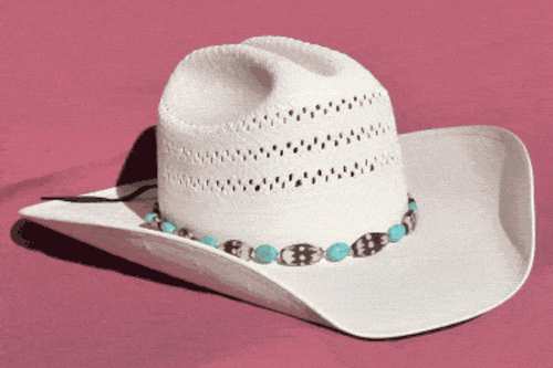 Fancy Flat Bone Hat Band With Turquoise Stone