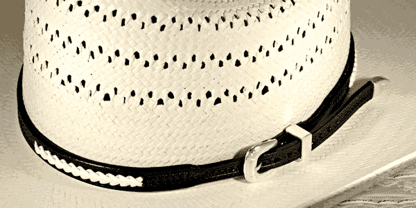 Black Basketweave Leather Hat Band with Rawhide Lace