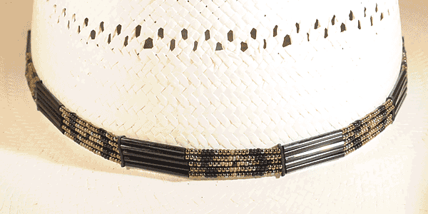 Black and Gold Glass Quill Beaded Hat Band