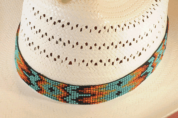 Black, Maroon, Orange, Olive and Turquoise Elastic Beaded Hat Band