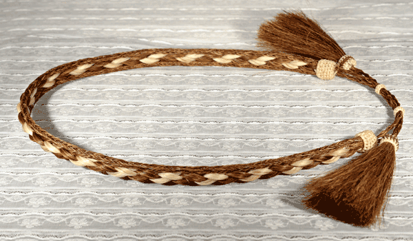 Brown French Braided Center Real Horsehair Hat Band