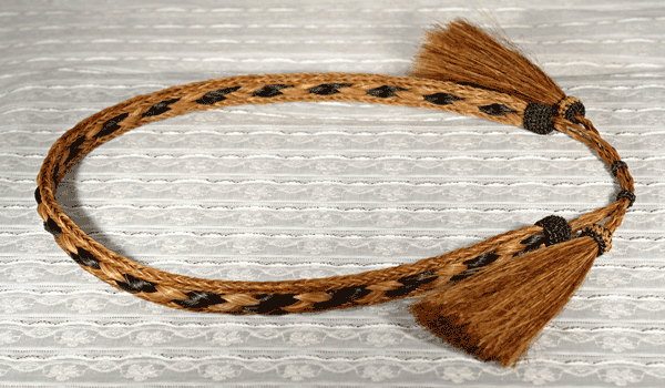 Brown French Braided Center Real Horsehair Hat Band