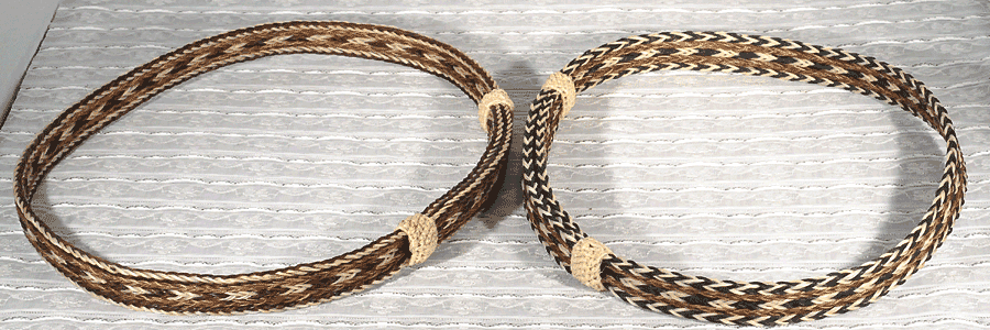Brown and White Five Strand Horse Hair Hat Band