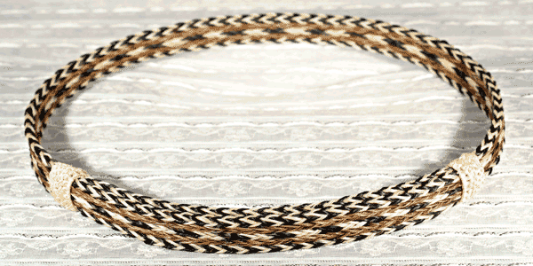 Brown and White Five Strand Horse Hair Hat Band