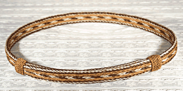 Brown and White Five Strand Horse Hair Hat Band